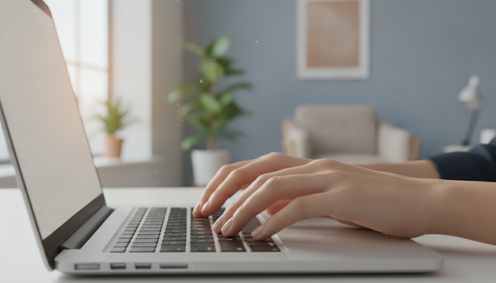 Handen typen op een laptop in een kantoor, symbool voor toezicht op AI-modellen
