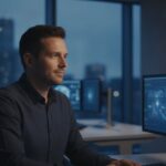 Beveiligingsanalist bekijkt monitoren in een security operations center