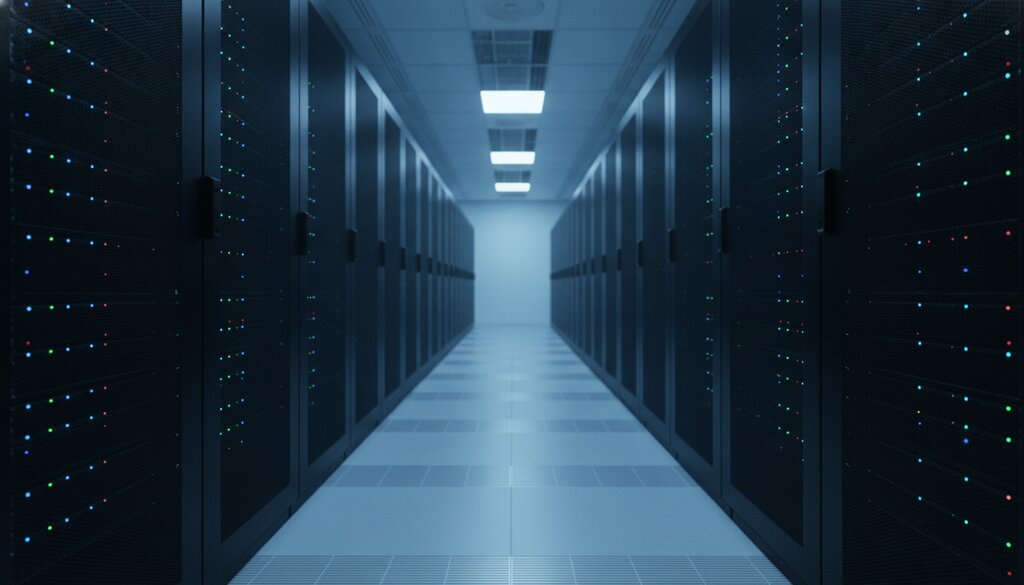 Datacenter met serverrekken voor AI-rekenkracht