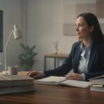 Juridisch analist bekijkt videobeelden op een groot scherm