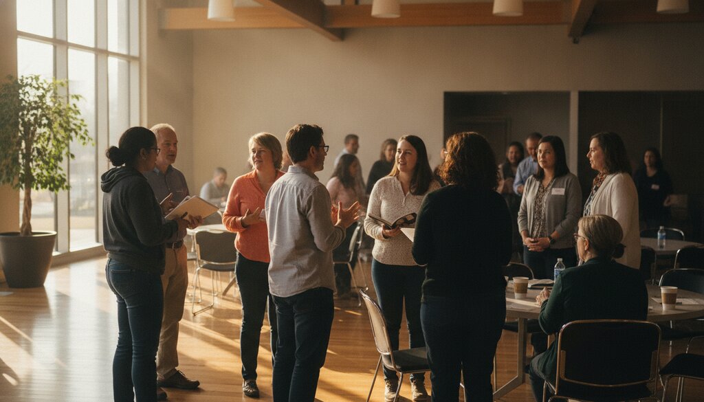 Bewoners en ambtenaren in gesprek tijdens een openbare inloopavond