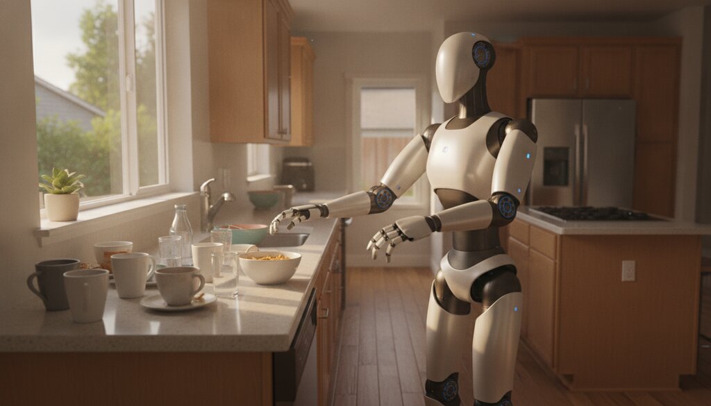 Robot ruimt onbekende keuken op met GPT-6 Astra