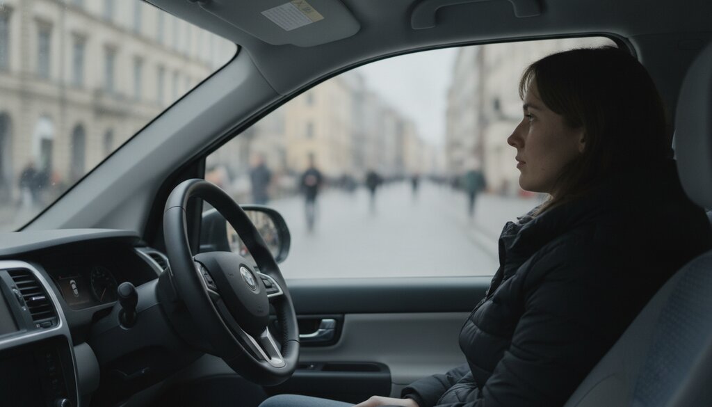 Passagier achterin een autonome auto, het stuur draait vanzelf